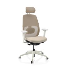 Skandis Pro | con reposacabezas | Estructura: Blanco - Silla de oficina profesional Beige / Blanco