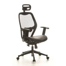 AIR-PORT | respaldo malla | asiento cuero - Silla de oficina profesional Negro