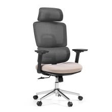 Ergomy Pro | Tela de malla/tela - Silla de oficina profesional Gris Oscuro/Beige