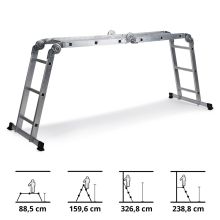 SOLID W3 | 12 peldaños - Escalera plegable plateado
