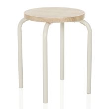 ALRANDA - Taburete Blanco/Roble